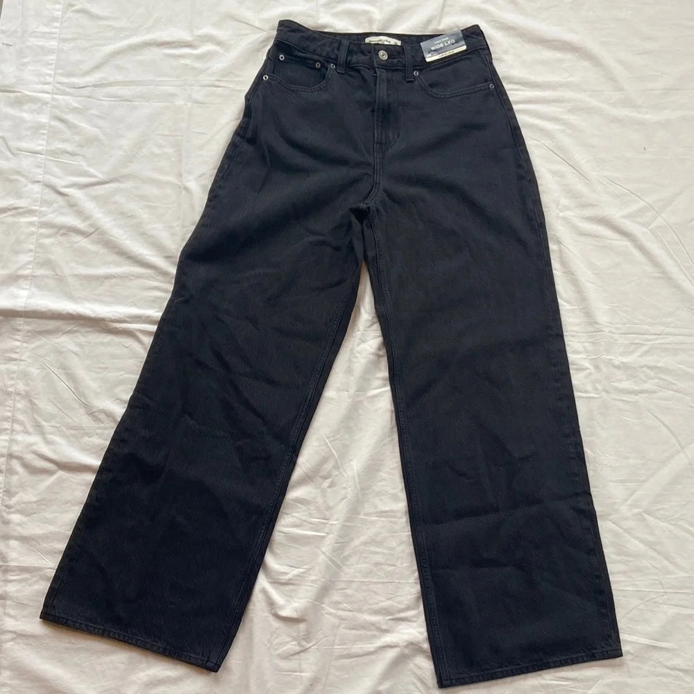 Abercrombie & Fitch Curve Love High Rise Wide Leg Jeans Womens Size 25 Long NWT - Picture 1 of 9